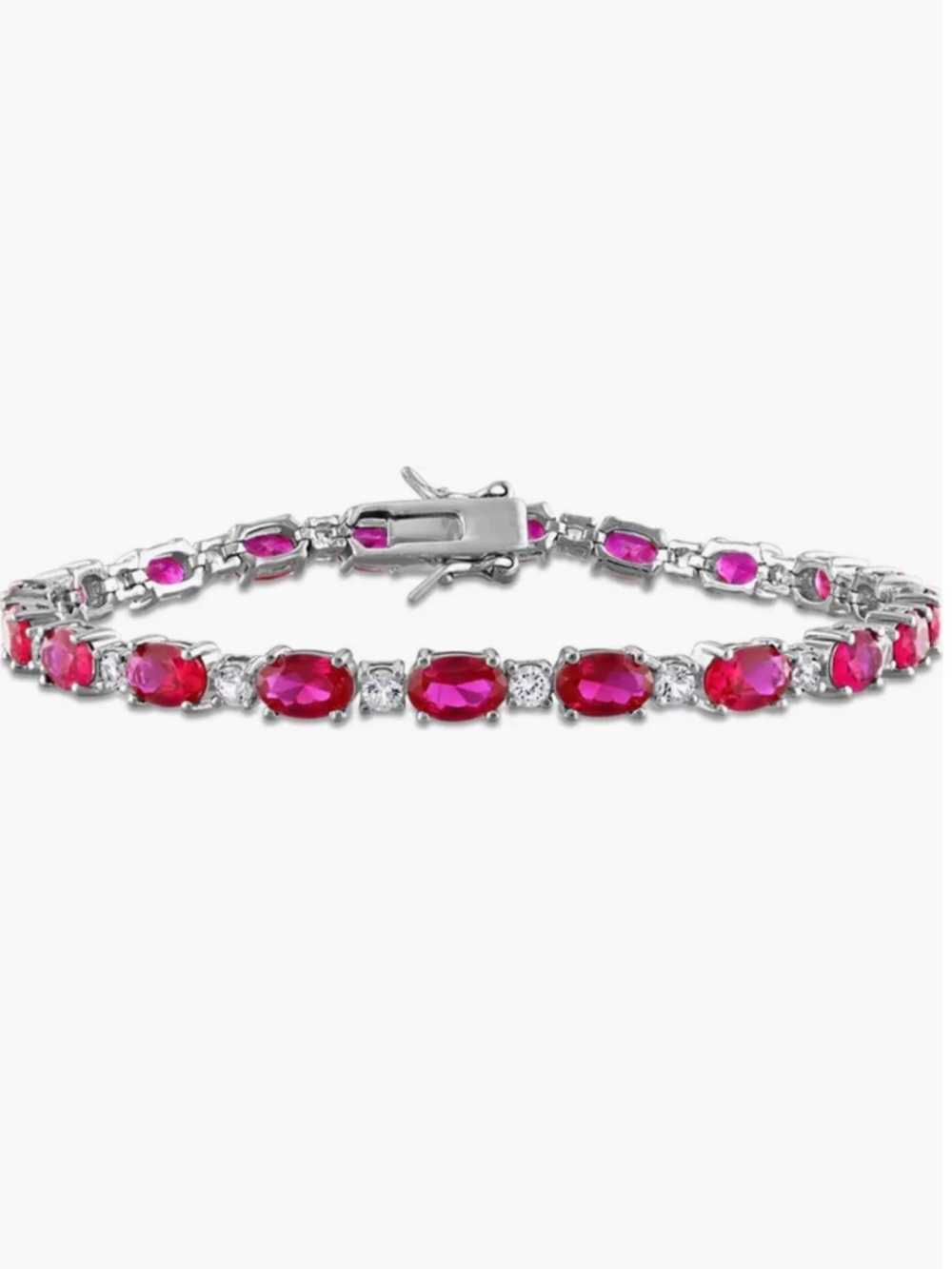 Delmar Lab Created Ruby & Lab Created White Sapphire Tennis Bracelet